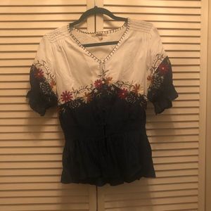 Embroidered flower top